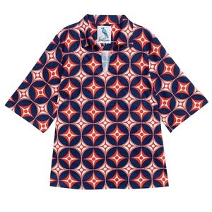 Lesley Evers Brooklyn Tunic Shirt in North Star Navy and Red 1X